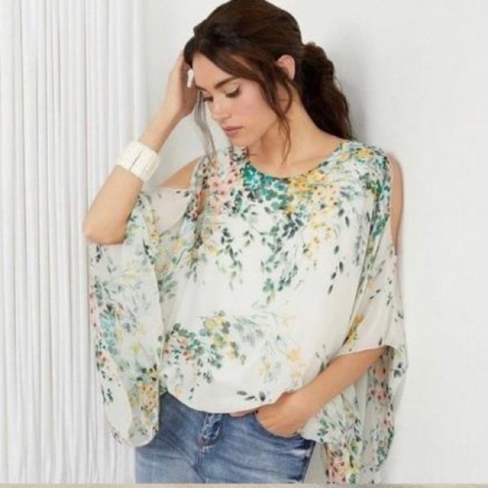 Karen Kane Amalfi Coast Cold Shoulder Floral Blouse